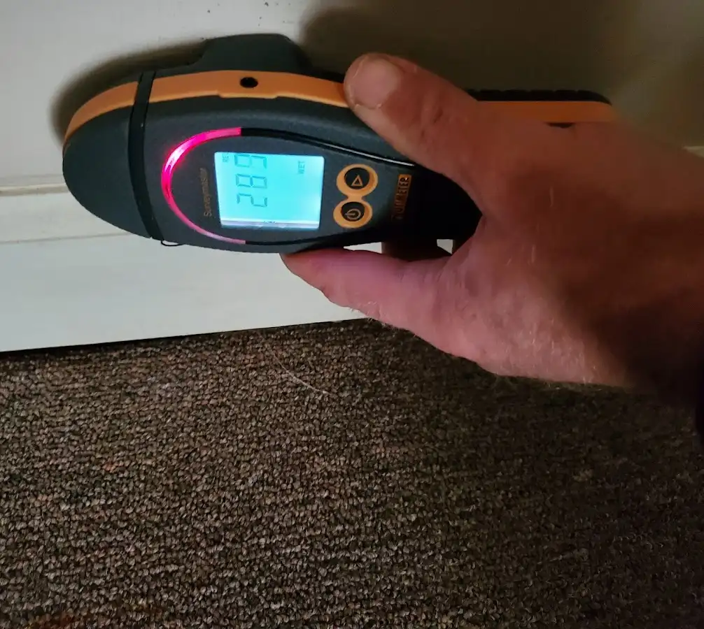 Moisture detection at baseboard during Burst Pipe Cleanup in Rome